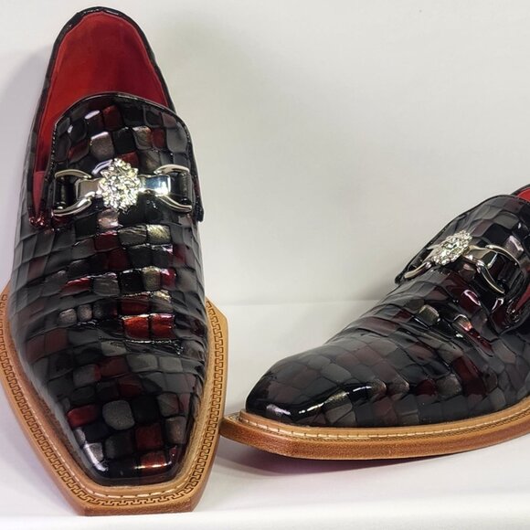 Emilio Franco Narciso Couture Crocodile Print Calf-Skin Leather Bordeaux Size 45 main image 5